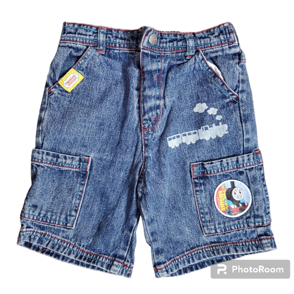 Thomas The Train Tank Engine Jean Denim Stretch Waist Band Shorts Boys 3T